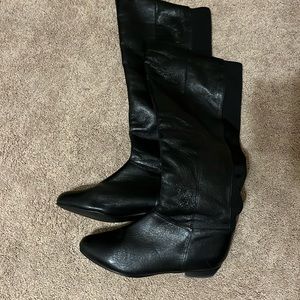 Like new(never worn) black tall leather upper boots